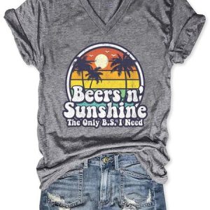 Beers In Sunshine The Only B.S I Need Shirts&Tops, T-shirts, Lilicloth.com