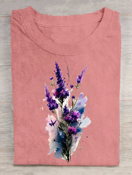 Purple flower Alzheimer's Awareness Cotton T-shirt, T-shirts, Lilicloth.com