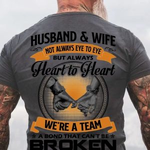 Womens Husband And Wife Not Always Eye To Eye But Always Heart To Heart Casual Cotton T-Shirt, T-shirts, Lilicloth.com