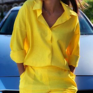 Long Sleeve Shirt & Pocket Design Shorts Set, Two-piece Sets, ChicMe catalog