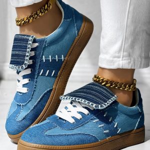 Colorblock Patchwork Lace-up Casual Sneakers, Sneakers, ChicMe catalog