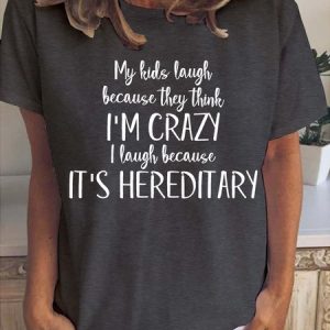 Funny Print Crew Neck Casual Short Sleeve T-shirt, T-shirts, Lilicloth.com