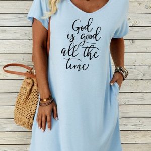 Women's Christian God Is Good All The Time Crew Neck Casual Dress, Dresses, Lilicloth.com