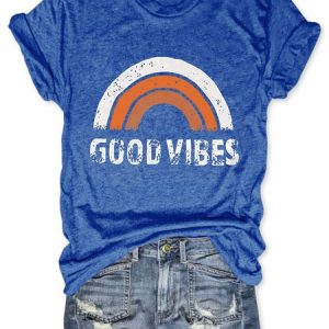Good Vibes Cotton Blends Loosen Short Sleeve T-Shirt, T-shirts, Lilicloth.com