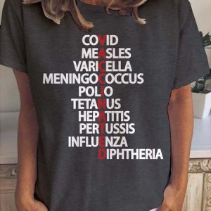 Vaccinated Crew Neck Casual Short sleeve tops, T-shirts, Lilicloth.com