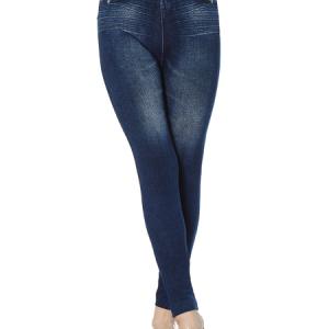 Women's Casual Plain All Season Ankle Pants Leggings, JustFashionNow Leggings, color:Deep Blue|size:3XL,
