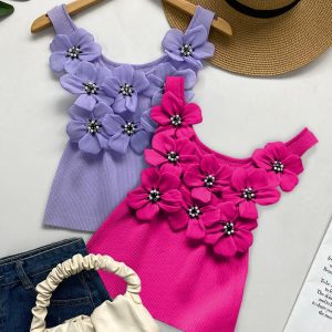 Floral Pattern Beaded Knit Tank Top, women Tanks & Crop Tops, ChicMe catalog