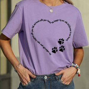 Women Funny Pet Remembrance Heart Cotton Loose Animal T-Shirt, T-shirts, Lilicloth.com