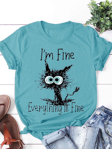 I'm Fine Everthing Is Fine Cat Lover Funny Print Sweatshirt, T-shirts, Lilicloth.com