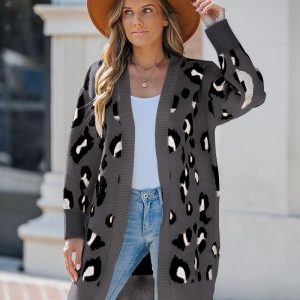 Leopard Pattern Longline Knit Cardigan, Sweaters & Cardigans, ChicMe catalog