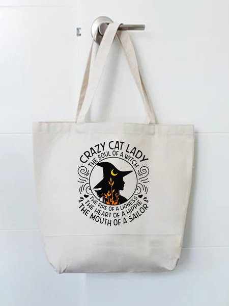 Crazy Cat Lady Halloween Graphic Canvas Shopping Totes, Bags, Lilicloth.com