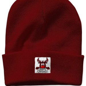 Funny Buffalo Reindeer Christmas Graphic Beanie Hat, Hats, Lilicloth.com