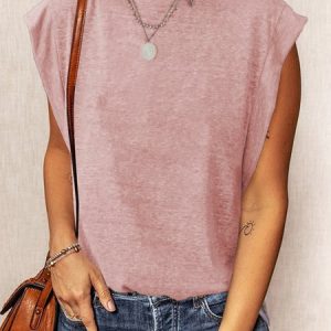 Plain Crew Neck Loose Casual T-Shirt, T-shirts, Lilicloth.com