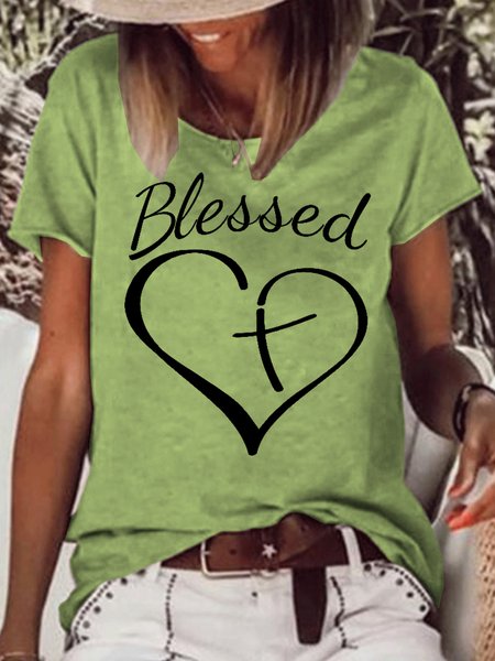 Womens God Blessed Casual Short Sleeve T-Shirt, T-shirts, Lilicloth.com