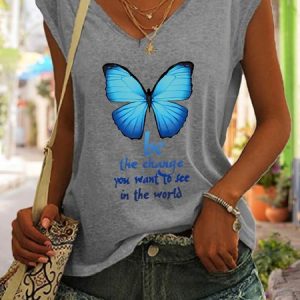 Be The Change You Want To See In The World Butterfly Print Tank Top, Tank Tops, Lilicloth.com