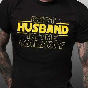Mens Best Husband In The Galaxyhere I Am Funny Graphic Print Text Letters Cotton Loose T-Shirt, T-shirts, Lilicloth.com