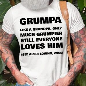 Grumpa Definition - Funny Grandpa Letters Cotton T-Shirt, T-shirts, Lilicloth.com