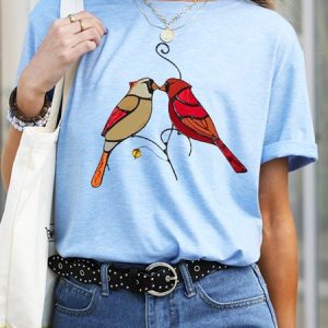 Kingfisher Multicolor Birds Graphic Tee, T-shirts, Lilicloth.com