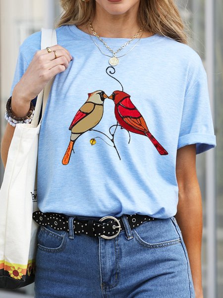 Kingfisher Multicolor Birds Graphic Tee, T-shirts, Lilicloth.com