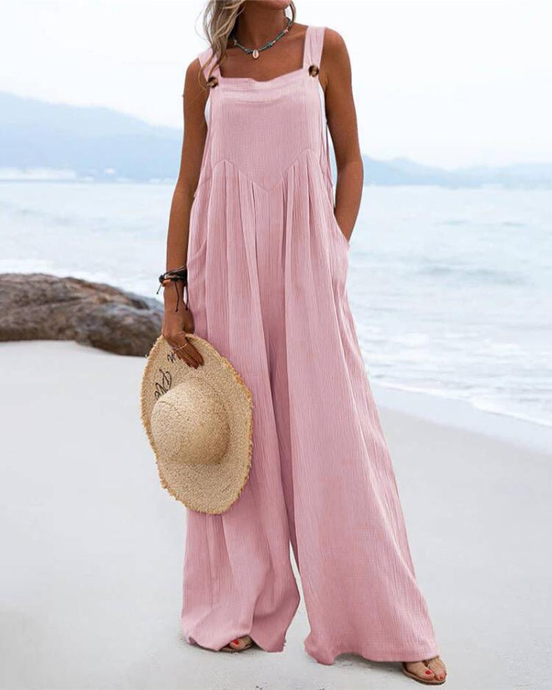 Adjustable Strap Pocket Design Wide Leg Suspender Jumpsuit, women Jumpsuits, ChicMe catalog - Image 11