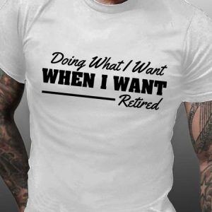 Men Retired Letters Cotton T-Shirt, T-shirts, Lilicloth.com