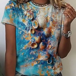 Ocean Shells Sweet Short Sleeve T-Shirt, T-shirts, Lilicloth.com