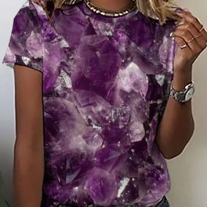 Gradient Loosen Casual Floral Short Sleeve T-Shirt, T-shirts, Lilicloth.com