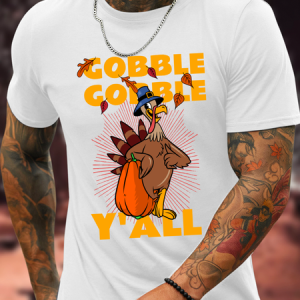 Cotton Gobble Gobble Casual Turkey T-Shirt, T-shirts, Lilicloth.com