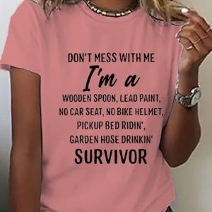 Text Letters Cotton Loose Casual T-Shirt, T-shirts, Lilicloth.com