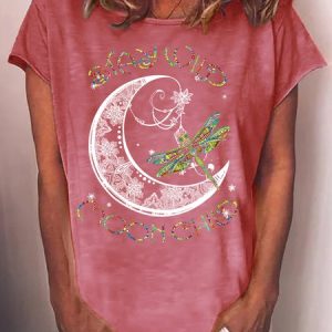 Womens Stay Wild Moonchild Dragonfly Letters Casual T-Shirt, T-shirts, Lilicloth.com