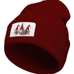 Christmas Gnome With Christmas Tree Christmas Graphic Beanie Hat, Hats, Lilicloth.com