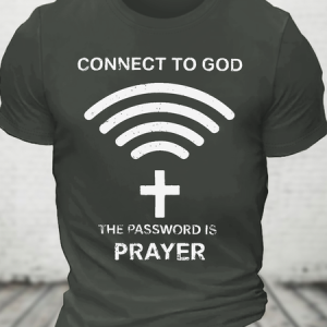 Connect To God Vintage Faith Print Cotton T-Shirt, T-shirts, Lilicloth.com