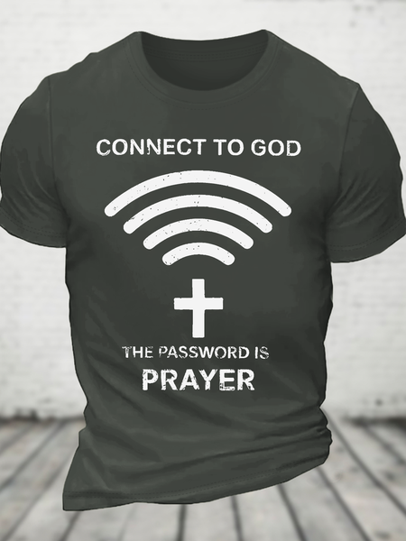 Connect To God Vintage Faith Print Cotton T-Shirt, T-shirts, Lilicloth.com
