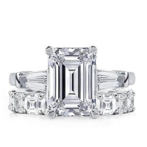 Bridal sets rings - Three Stone Eternity Bridal Set For Wedding, Italo jewelry - Online Catalog