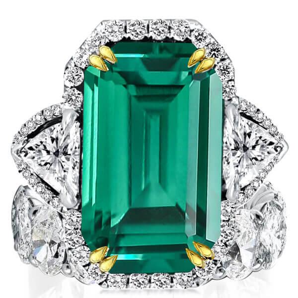 Bridal sets rings - Two Tone Emerald Cut Three Stone Halo Eternity Women Bridal Set, Italo jewelry - Online Catalog
