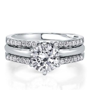 Bridal sets rings - Italo Round Cut Inset Guard Enhancers Engagement Rings Sets, Italo jewelry - Online Catalog