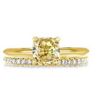 Bridal sets rings - Classic Golden Cushion Cut Created Topaz Bridal Set, Italo jewelry - Online Catalog