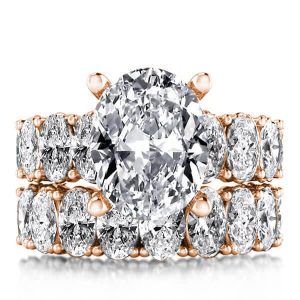 Bridal sets rings - Rose Gold Oval Cut Bridal Set, Italo jewelry - Online Catalog