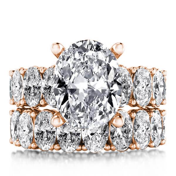 Bridal sets rings - Rose Gold Oval Cut Bridal Set, Italo jewelry - Online Catalog