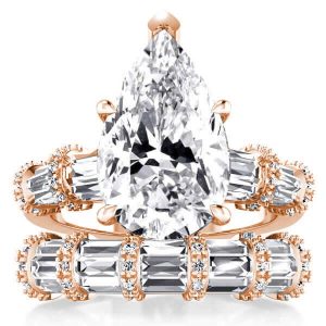 Bridal sets rings - Rose Golden Ribbon Design Pear Bridal Set, Italo jewelry - Online Catalog