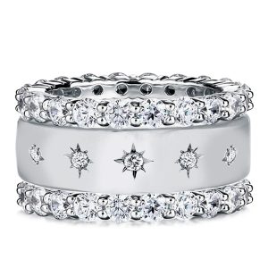 3pc wedding sets rings - Triple Row Round Cut Eternity Stackable Band Set, Italo jewelry - Online Catalog