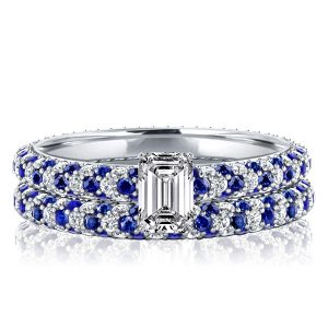 Bridal sets rings - Pave Setting Emerald Cut Bridal Set, Italo jewelry - Online Catalog