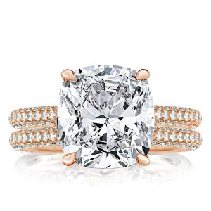 Bridal sets rings - Rose Gold Pave Setting Cushion Bridal Set, Italo jewelry - Online Catalog