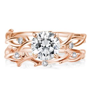 Bridal sets rings - Twist Design Rose Golden Round Cut Bridal Set, Italo jewelry - Online Catalog