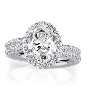 Bridal sets rings - Halo Bypass Oval Cut White Sapphire Bridal Set, Italo jewelry - Online Catalog