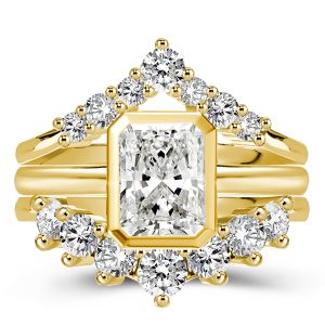 3pc wedding sets - Golden Bezel Radiant Cut 3PC Wedding Set, Italo jewelry - Online Catalog