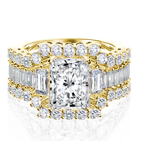 3pc wedding sets - Italo Golden Three Stone Created White Sapphire 3PC Wedding Set, Italo jewelry - Online Catalog
