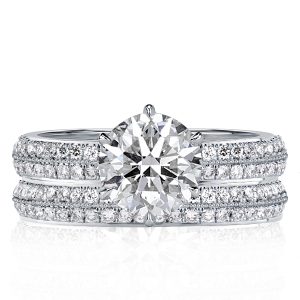 Bridal sets rings - Six Prong Milgrain Round Cut Bridal Set, Italo jewelry - Online Catalog