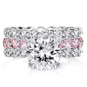 3pc wedding sets - Round Cut Pink & White Sapphire Eternity 3PC Wedding Set, Italo jewelry - Online Catalog
