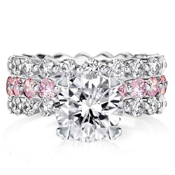 3pc wedding sets - Round Cut Pink & White Sapphire Eternity 3PC Wedding Set, Italo jewelry - Online Catalog